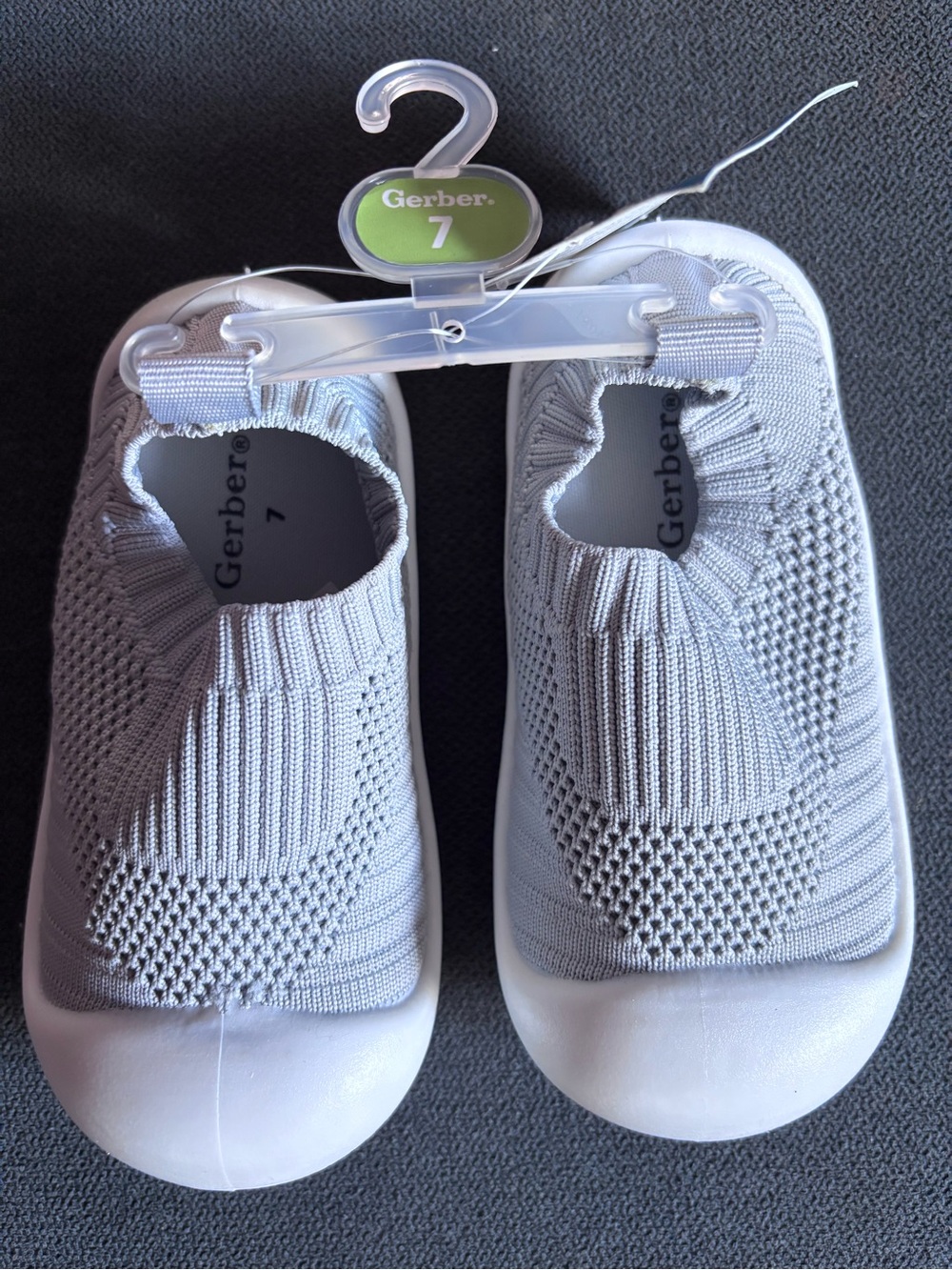 Gerber Light Gray Knit Slip-On Baby Shoes NWT